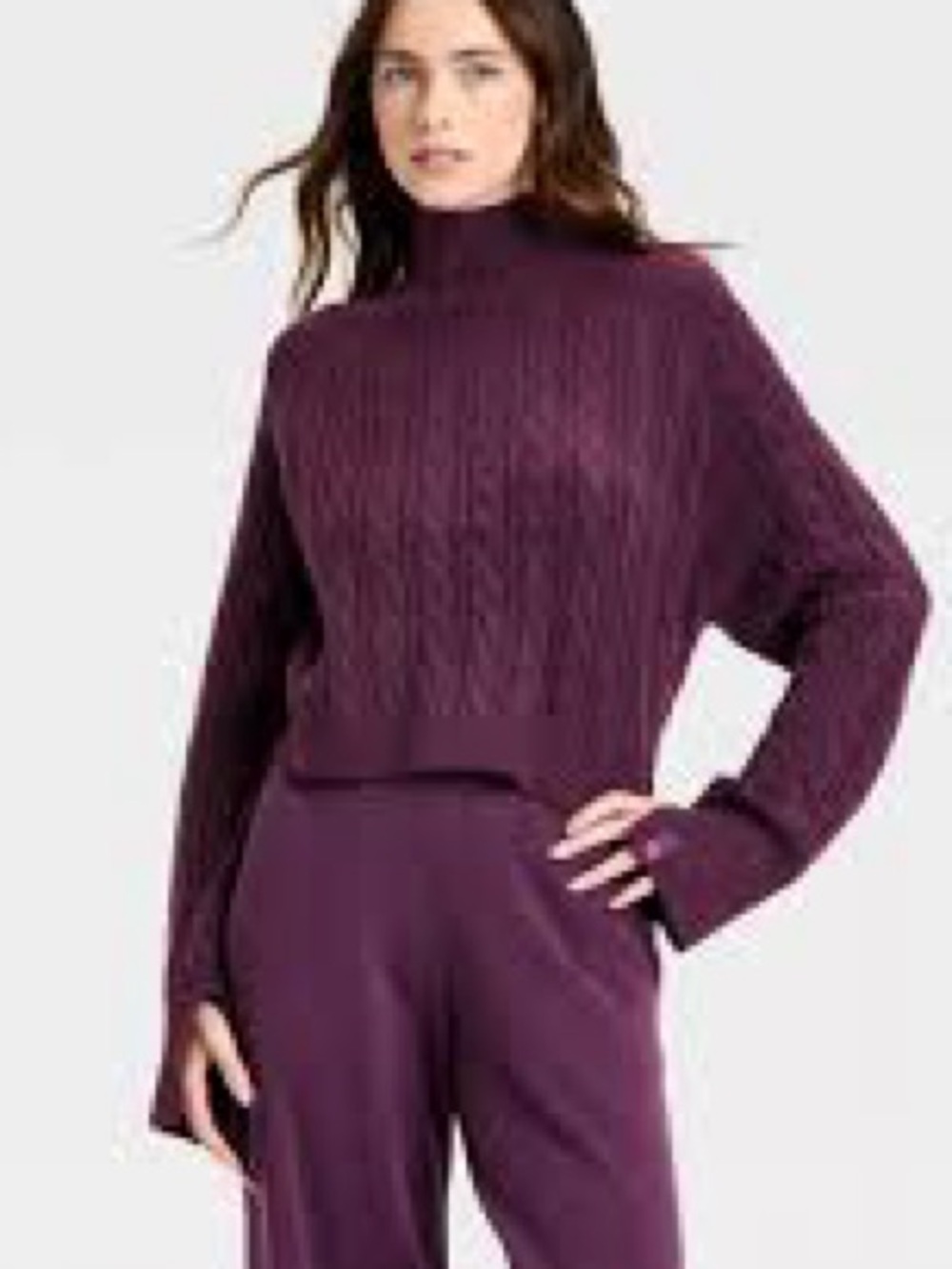 JoyLab Women's Mock Neck Cable Knit Sweater